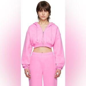 Danielle Guizio Pink Cropped Hoodie and Sweatpants Set